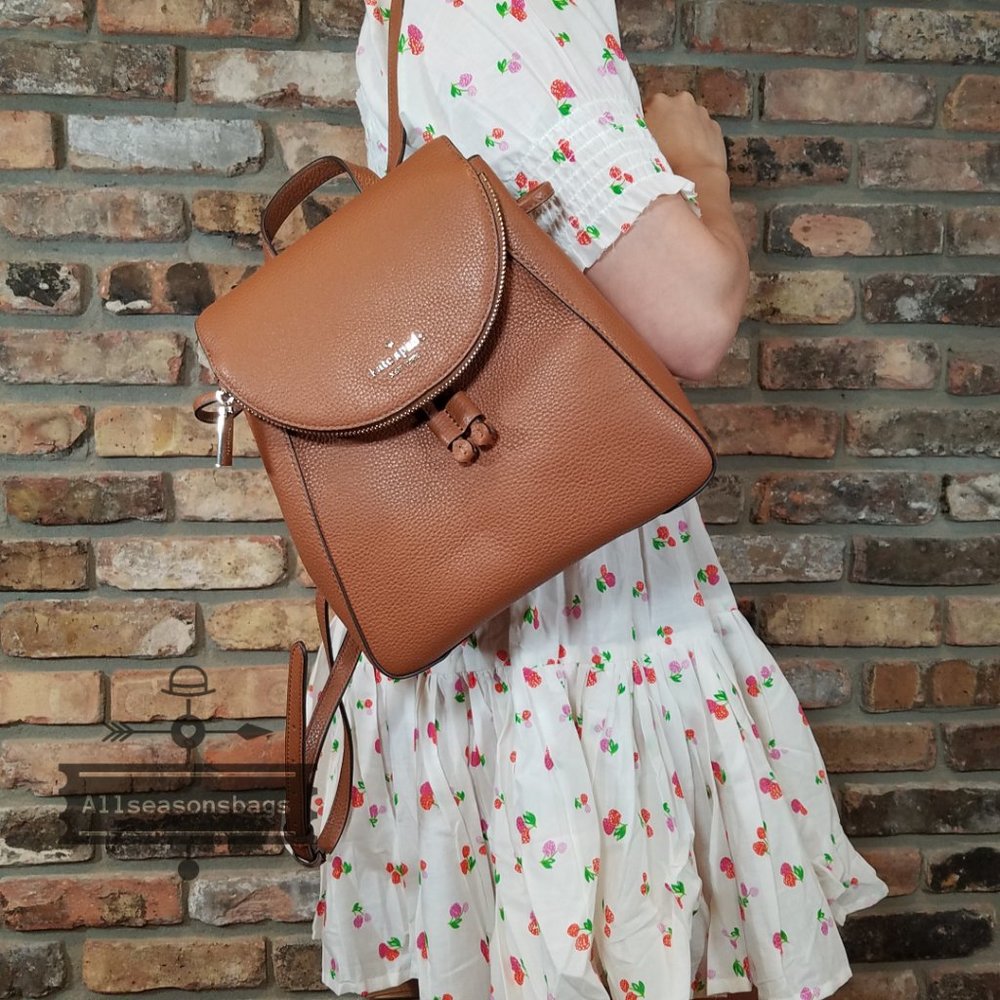 Kate Spade Leila Medium BACKPACK Warm Gingerbread Flap Style NEW With Tag